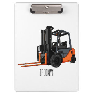 Forklift cartoon illustration clipboard