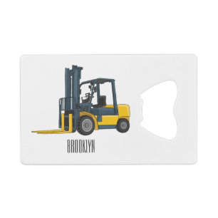 Forklift cartoon illustration credit card bottle opener