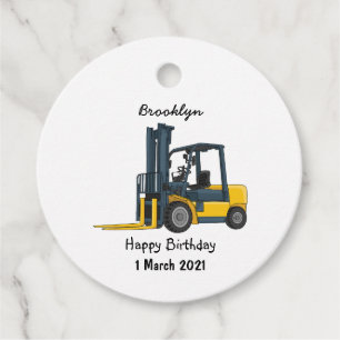 Forklift cartoon illustration favour tags