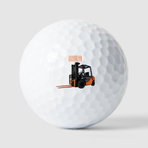 Forklift cartoon illustration golf balls