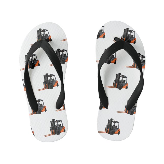 Forklift cartoon illustration kid's flip flops (Footbed)