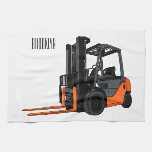 Forklift cartoon illustration kitchen towel