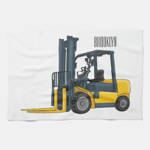 Forklift cartoon illustration kitchen towel