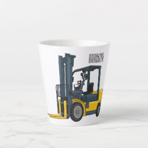 Forklift cartoon illustration latte mug