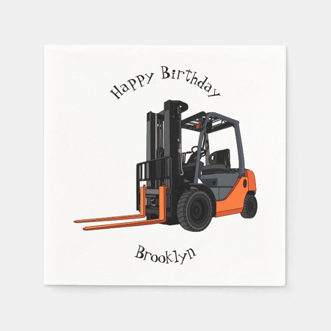 Forklift cartoon illustration napkin (Front)
