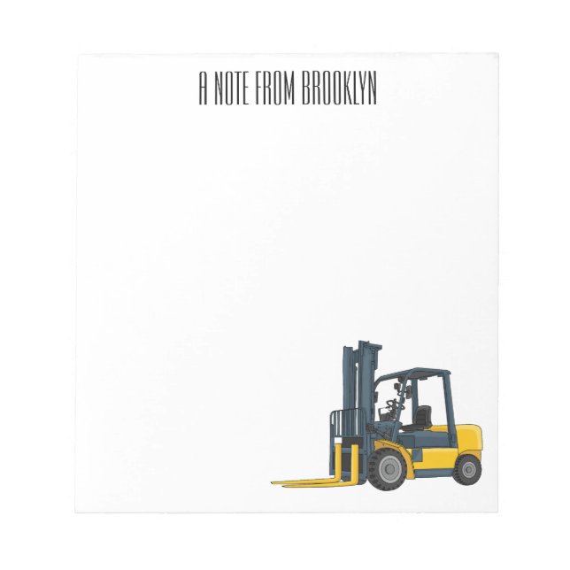 Forklift cartoon illustration notepad (Front)