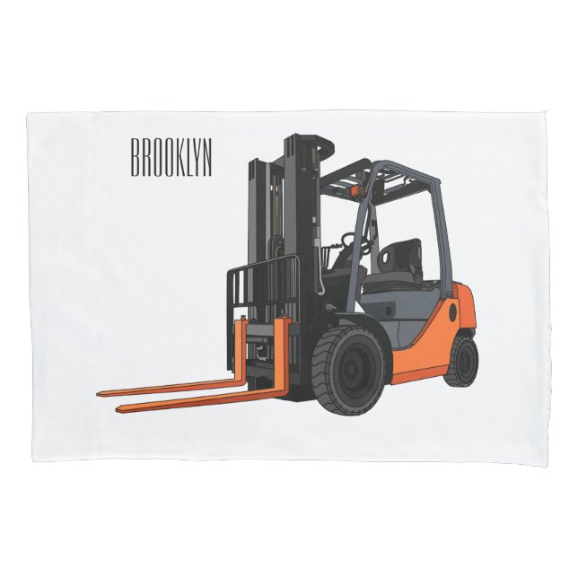 Forklift cartoon illustration pillowcase (Front)