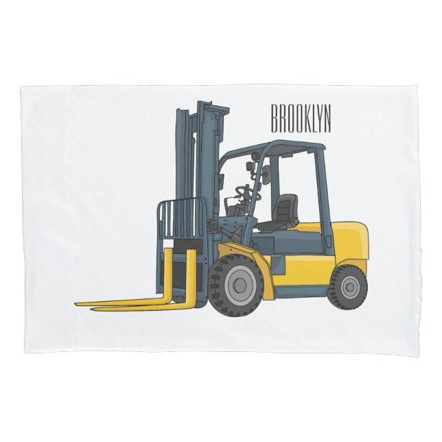Forklift cartoon illustration pillowcase (Front)