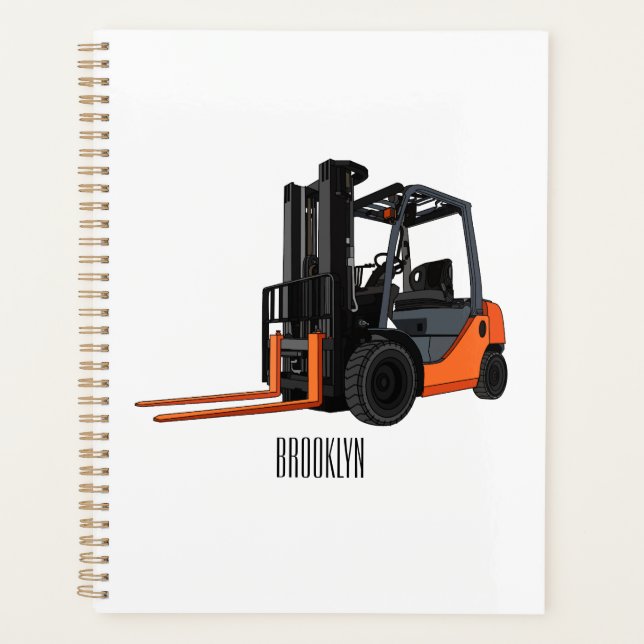 Forklift cartoon illustration planner (Front)