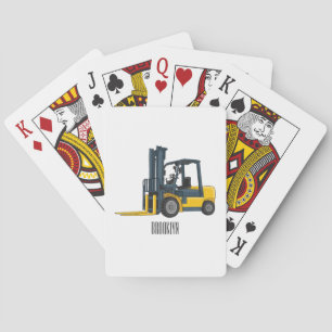 Forklift cartoon illustration playing cards