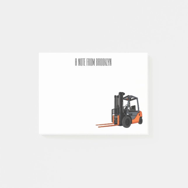 Forklift cartoon illustration post-it notes (Front)