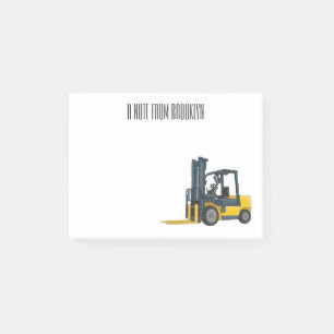 Forklift cartoon illustration post-it notes