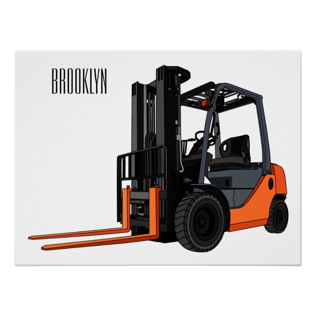 Forklift cartoon illustration poster (Front)
