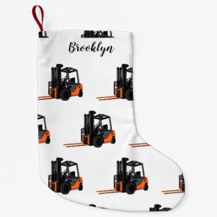 Forklift cartoon illustration small christmas stocking
