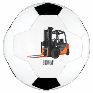 Forklift cartoon illustration soccer ball