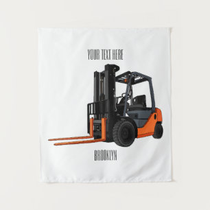 Forklift cartoon illustration tapestry