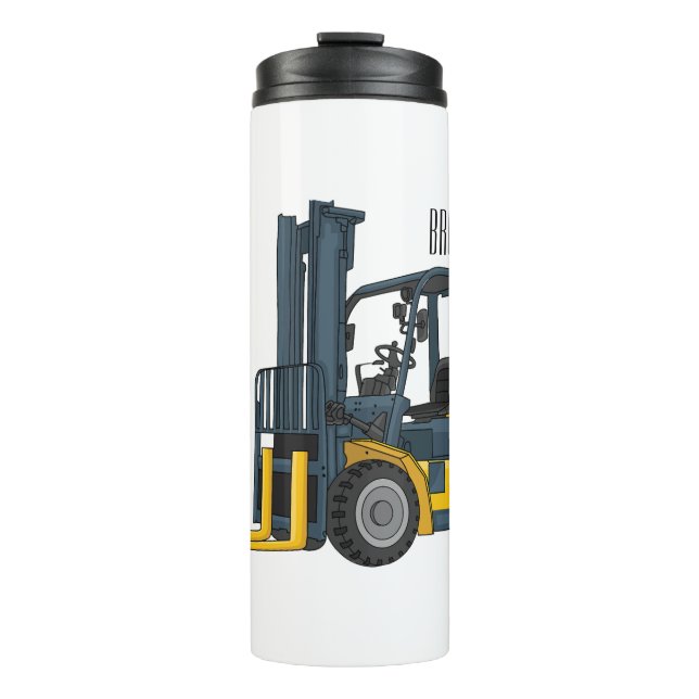 Forklift cartoon illustration thermal tumbler (Front)
