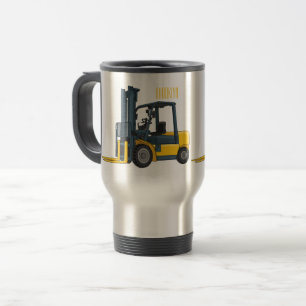 Forklift cartoon illustration travel mug