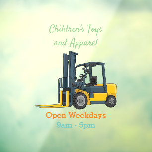 Forklift cartoon illustration window cling