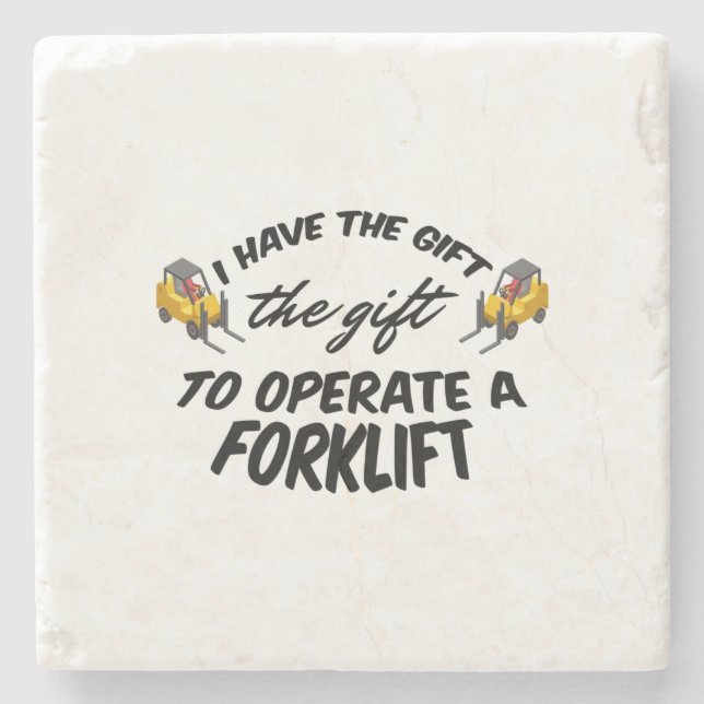 Forklift Gift Stone Coaster (Front)