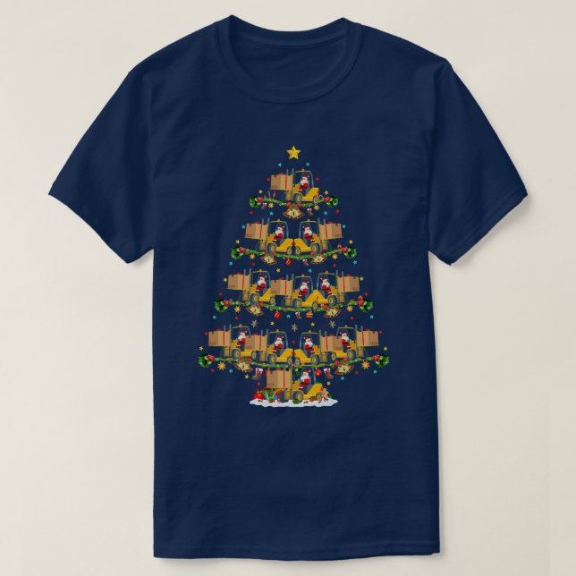Forklift Lover Xmas Matching Santa Forklift Christ T-Shirt (Design Front)