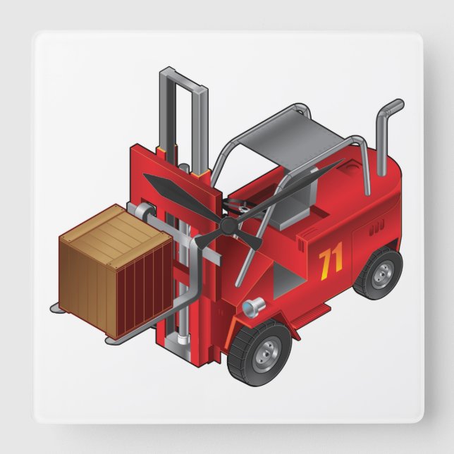 Forklift Truck Square Wall Clock (Front)