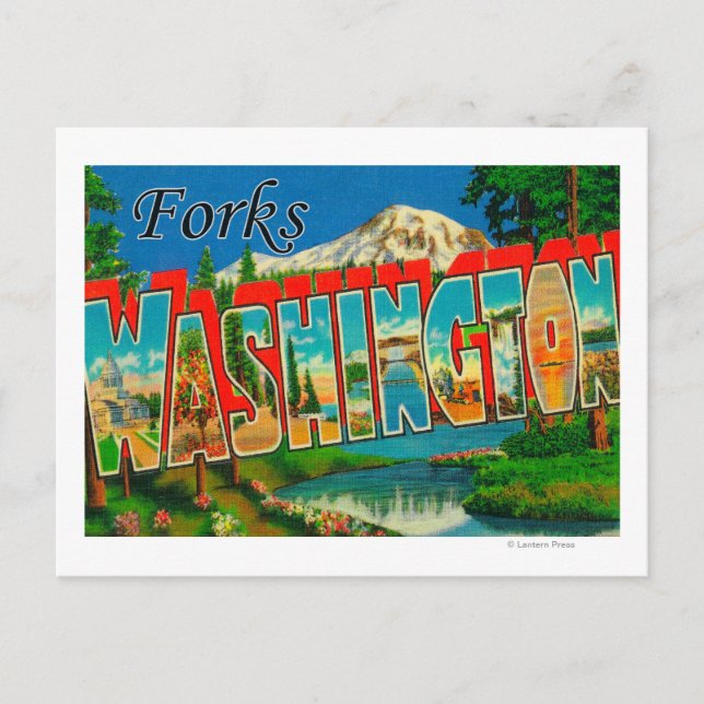 Forks, Washington - Large Letter Scenes Postcard (Front)