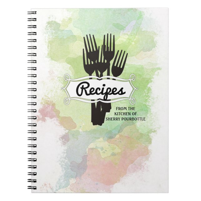 Forks watercolor chef catering cooking notebook (Front)