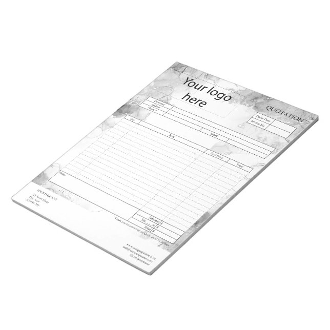 Form Business Quotation, Invoice or Sales Receipt  Notepad (Angled)