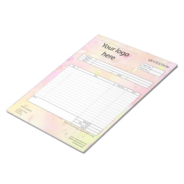 Form Business Quotation, Invoice or Sales Receipt  Notepad (Angled)