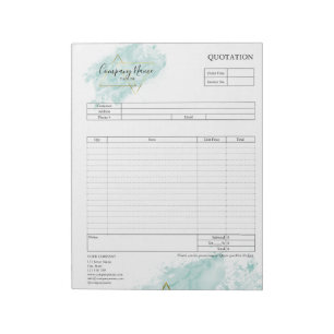 Form Business Quotation, Invoice or Sales Receipt  Notepad