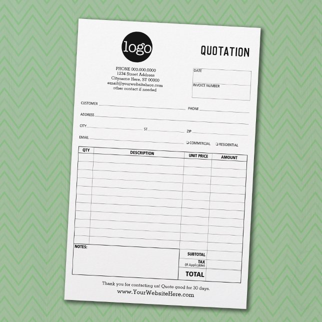 Form Business Quotation, Invoice or Sales Receipt Stationery (Creator Uploaded)