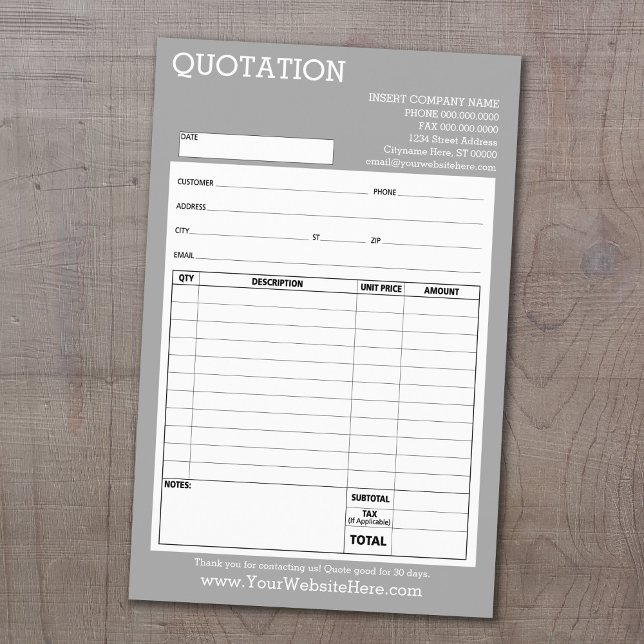Form - Business Quotation or Invoice - Light Grey (Creator Uploaded)