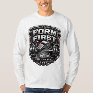 Form First Metallic Gym Emblem Badge Illustration T-Shirt