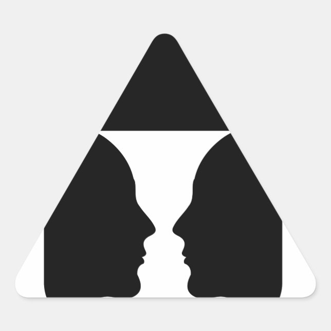 Form of vase created from 2 faces inside a house triangle sticker (Front)