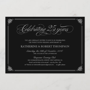 Formal 25th Anniversary Party Invitations