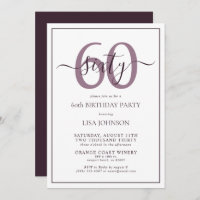 Formal 60th Birthday Plum Purple Classic Script
