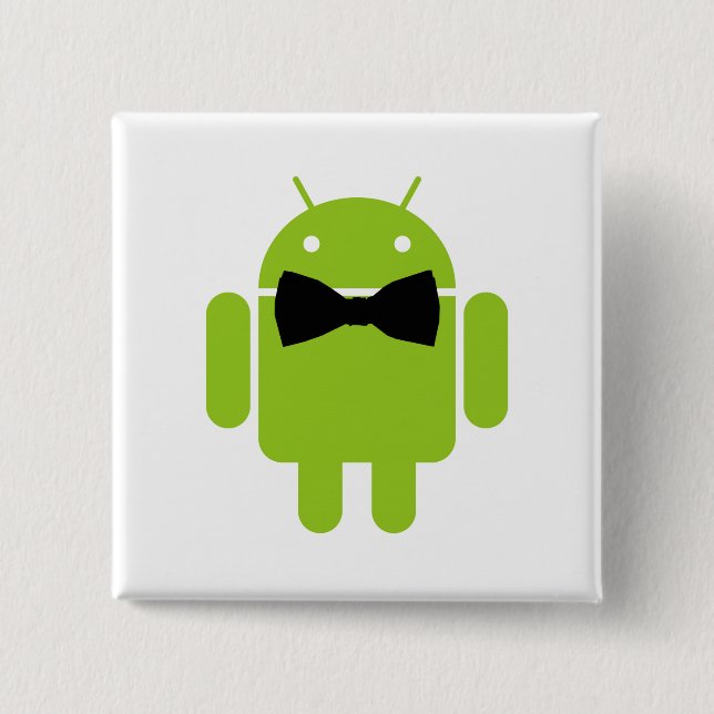 Formal Android Robot Icon Graphic 2 Inch Square Button (Front)