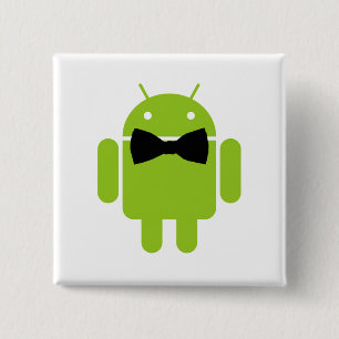 Formal Android Robot Icon Graphic 2 Inch Square Button
