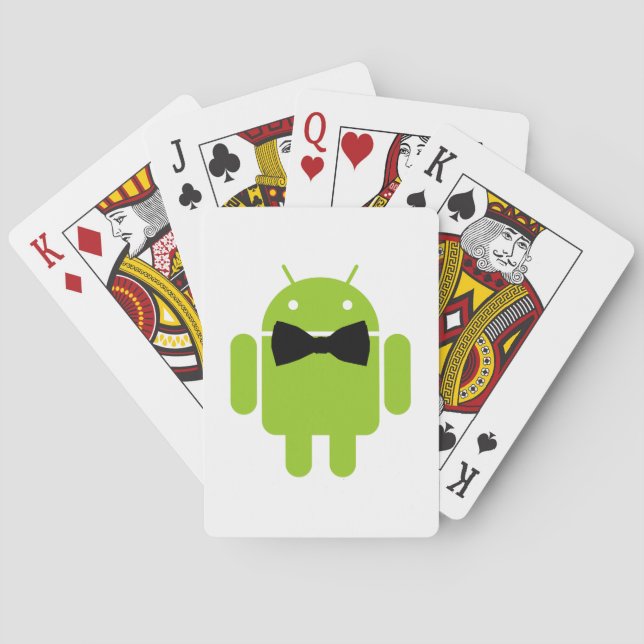 Formal Atire Green Android Robot Playing Cards (Back)