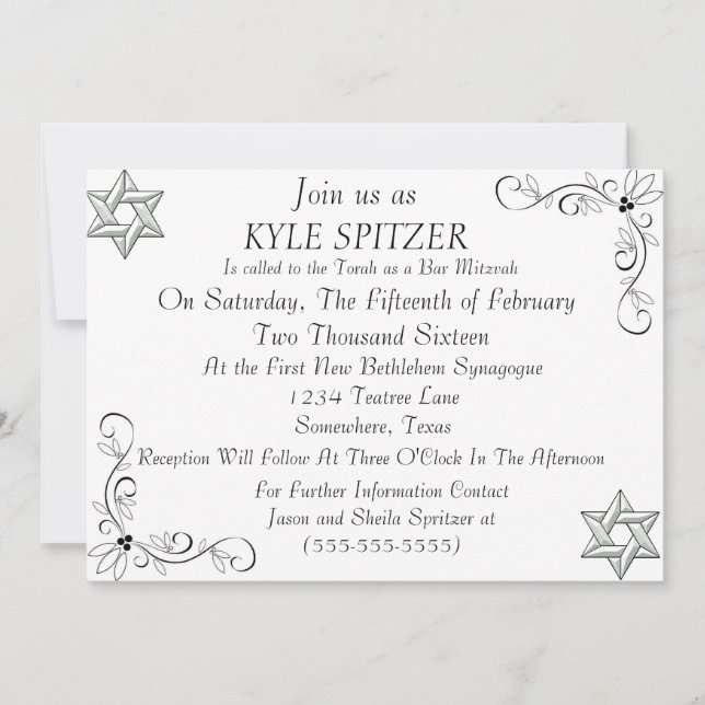 Formal Bar Mitzvah Invitation (Front)