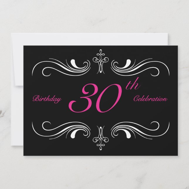 Formal Black 30e anniversaire Invitations (Devant)