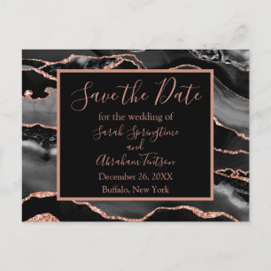 Formal Black Agate Save the Date Postcards