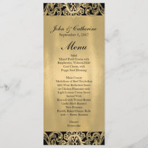 Formal Black and Gold Wedding Menu