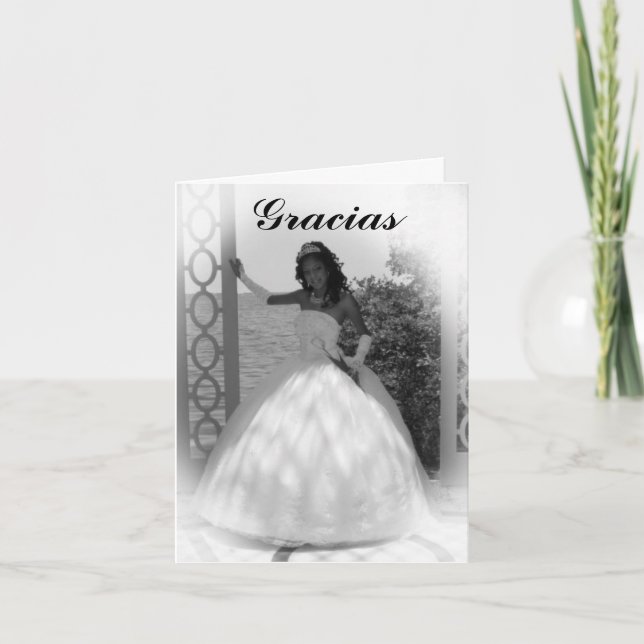 formal black and white, Gracias Thank You Card (Front)