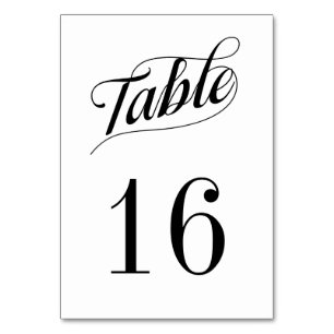 Formal Black and White Table Number Card