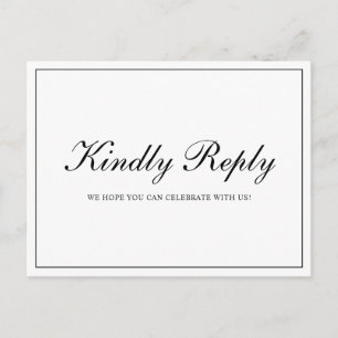 Formal Black and White Wedding Meal Choice RSVP Invitation Postcard