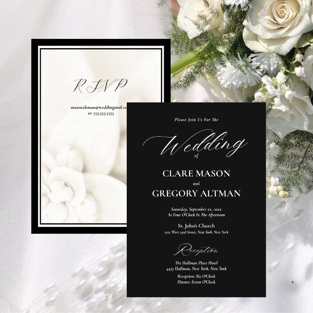 Formal Black and White with RSVP Wedding Invitation (Formal Black and White with RSVP Wedding Invitation)