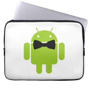 Formal Black Bow Android Robot Laptop Sleeve