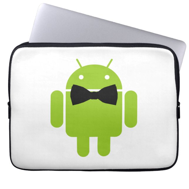 Formal Black Bow Android Robot Laptop Sleeve (Front)